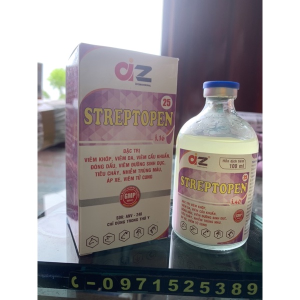 Penstrep 100ml - v.iêm kh.ớp, v.iêm da, liên cầu khuẩn, đóng dấu, áp xe, v.iêm tử cung, tiêu chảy