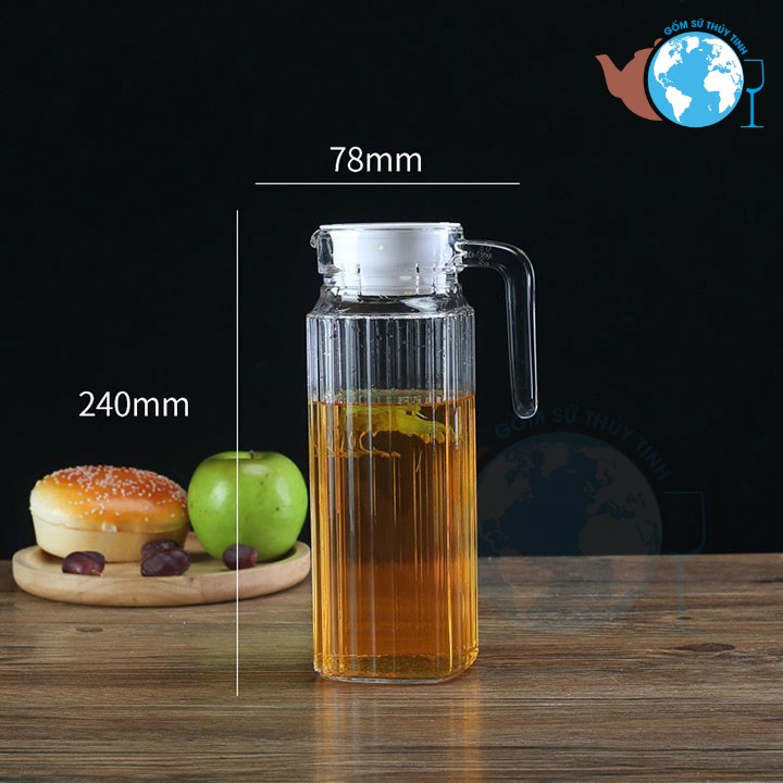 Set 2 bình rót nước có quai kiểu dáng sọc 1000ml và 500ml