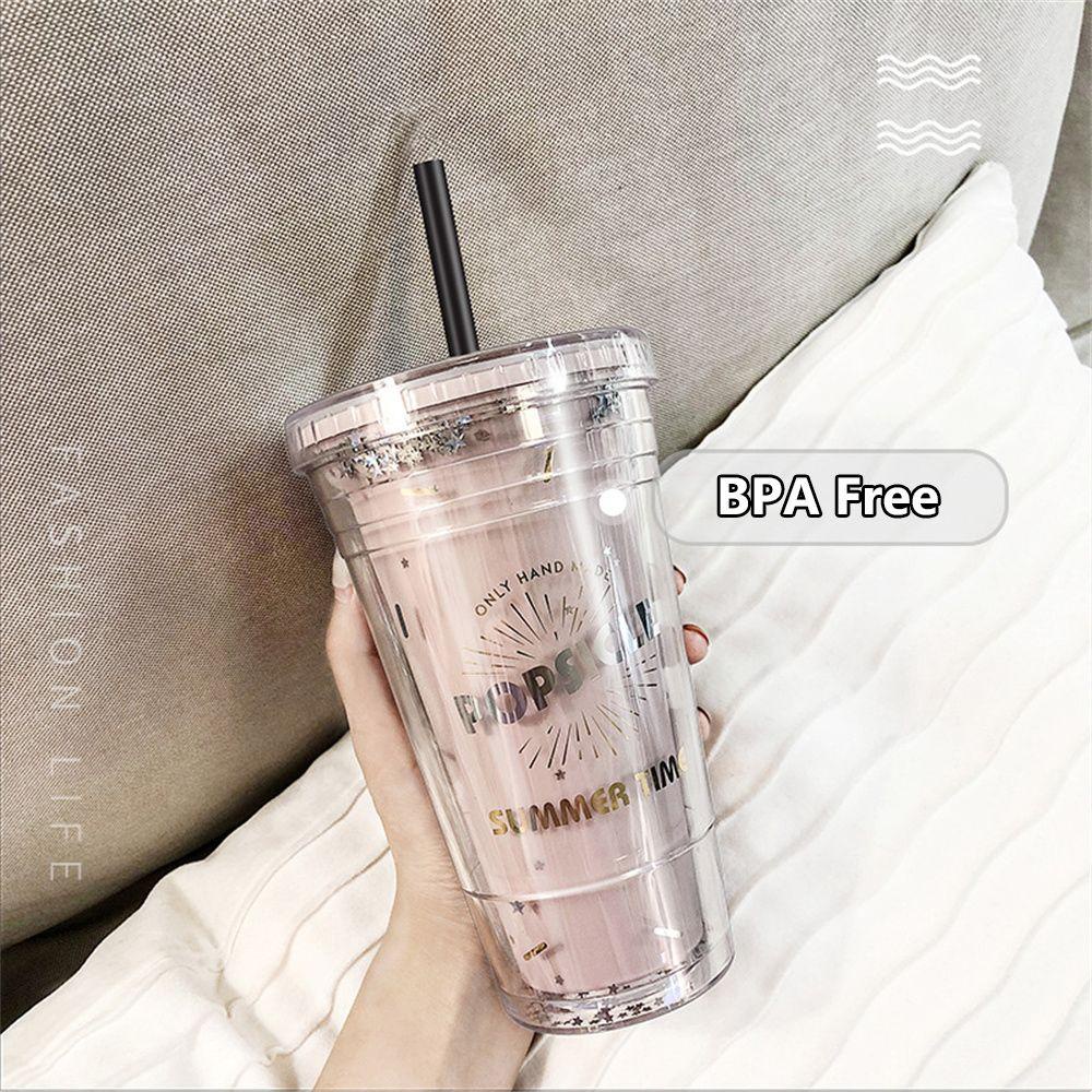 LANSEL Bình Nước 480ml Hai Lớp Kèm Ống Hút Tiện Dụng Cho Các Hoạt Động Ngoài Trời
