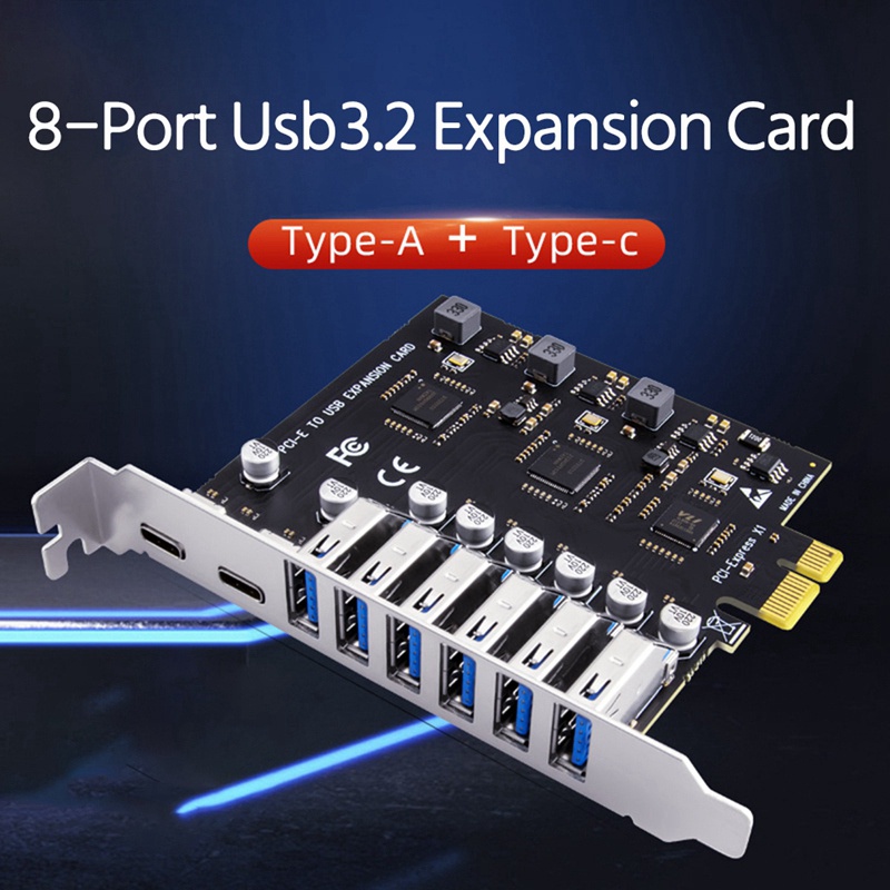 Card Mở Rộng PCIE 6 Cổng USB 3.2 Và 2 Cổng USB-C 3.2 PCI-E