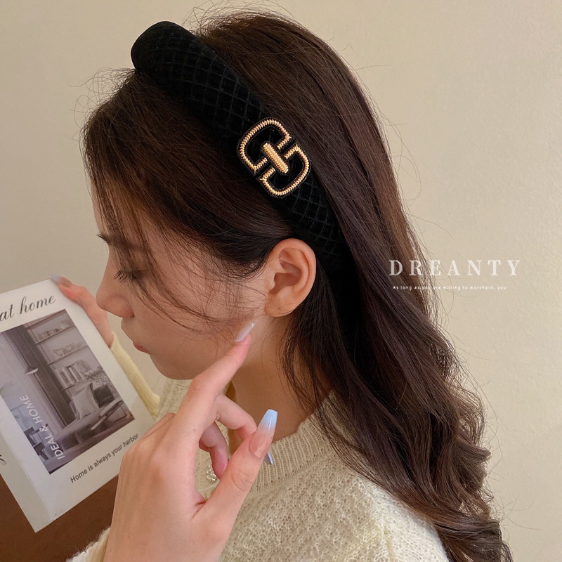 Băng Đô Cài Tóc Bằng Vải Nhung Họa Tiết Đầu Lâu Kẻ Sọc In Chữ Phong Cách Retro Đơn Giản Thời Trang Thu Đông Mới Dành Cho Bạn