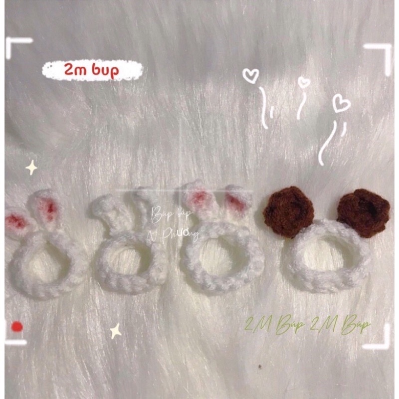 Nhẫn đan len , nhẫn len handmade hình ếch , gấu , thỏ . nhẫn cặp đôi