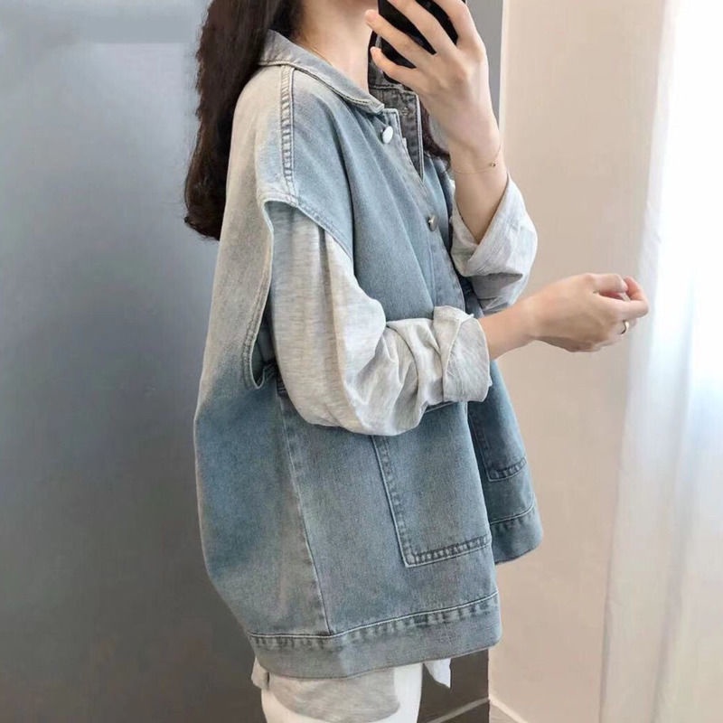 Áo khoác denim không tay thời trang Hàn Quốc
