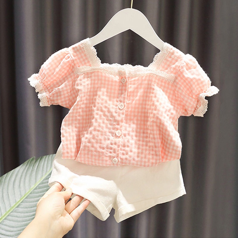 Bộ Trang Phục Gồm Áo Sơ Mi Và Quần Short Phong Cách Phương Tây Thời Trang Mùa Hè Dành Cho Bé Gái 1-6 Tuổi