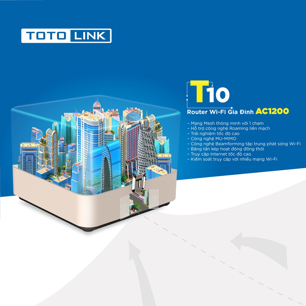 Bộ phát wifi Mesh gia đình chuẩn AC 1200Mbps TOTOLINK T10 3 pack