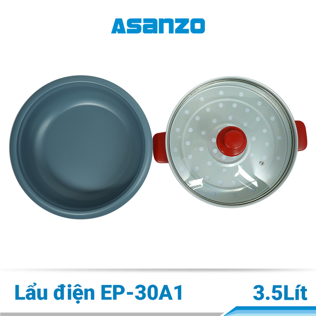 Lẩu điện đa năng 2 tầng nắp kính Asanzo EP-30A1 (3.5 lít)