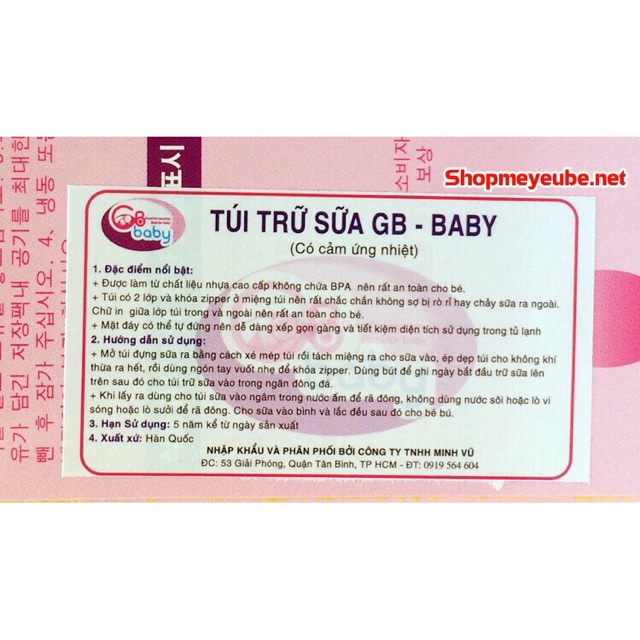 [ Hà Nội]  Túi trữ sữa GB Baby giá tốt