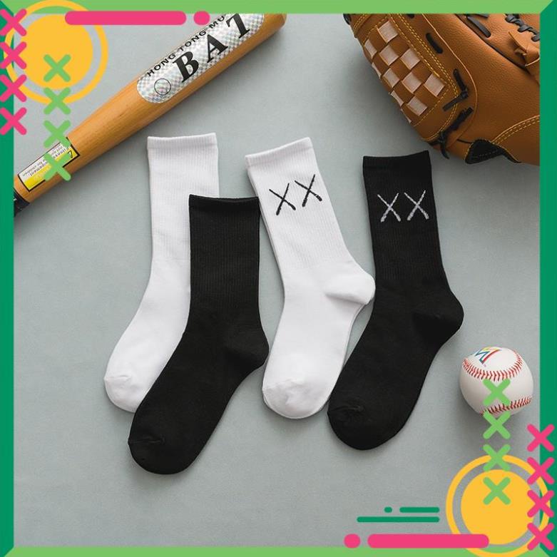 Tất Cotton Cổ Cao Màu Trơn In Chữ Xx Cho Nam Và Nữ