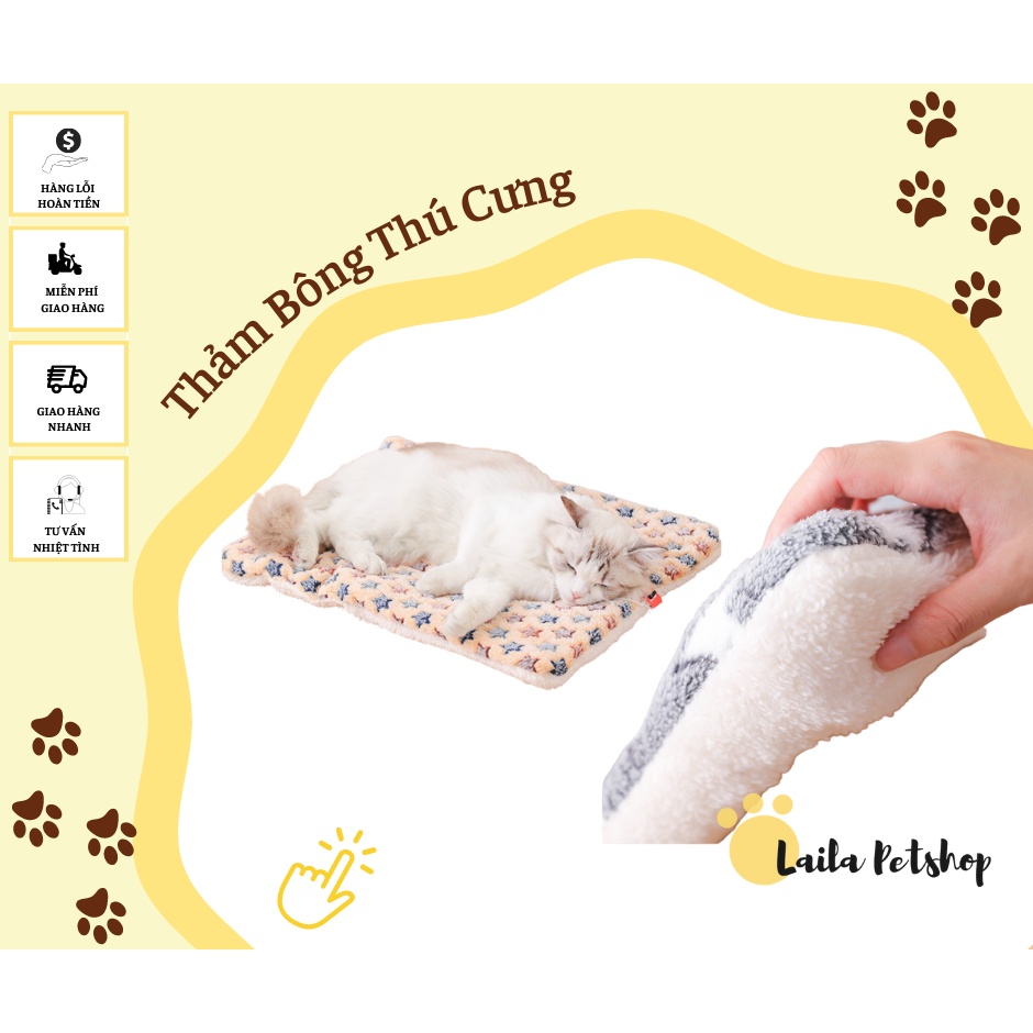 Thảm bông lót chuồng êm ái cho thú cưng, thảm nằm thú cưng mềm mịn - Laila Petshop
