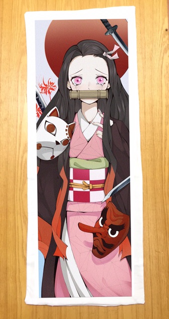 Gối ôm kamad nezuko kimetsu no yaiba dài 40x1m ruột bông Hàn Quốc