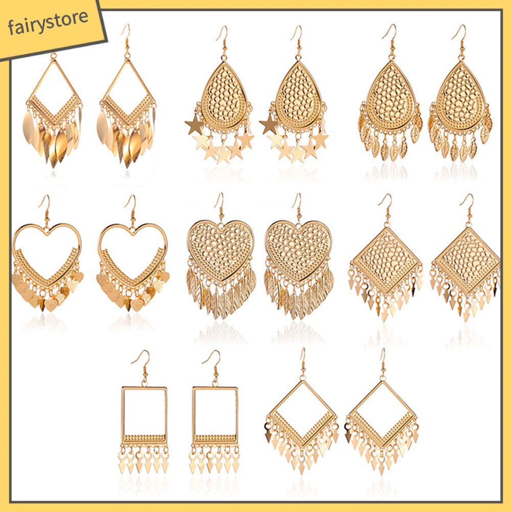 Hoa Tai Dáng Dài Phối Tua Rua Phong Cách Bohomian