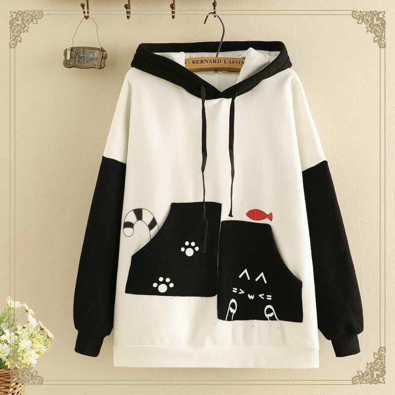 Áo Nikafashion Hoodie Nón Unisex Nam Nữ Chất Vải Nỉ Freesize 1 kích cỡ Form Dáng Rộng Dưới 65kg Mặc Đẹp Mèo CA