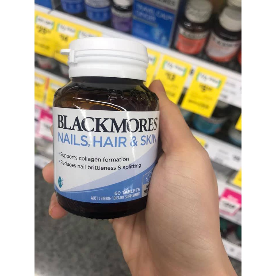 [MẪU MỚI] Viên uống dưỡng tóc, da, móng Blackmores Nails Hair & Skin 60 viên | BigBuy360 - bigbuy360.vn