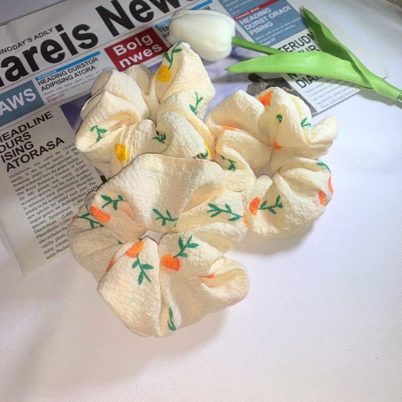 Dây Buộc Tóc Scrunchies  Vải Đũi Xốp Quả Cam N35