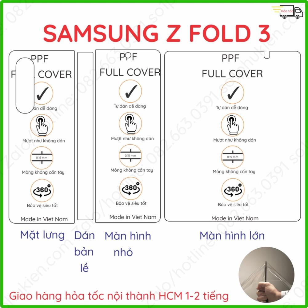 Dán PPF bóng, nhám cho Samsung Galaxy Z Fold 3 (ZFlod 3) màn hình, mặt lưng, full viền, bản lề