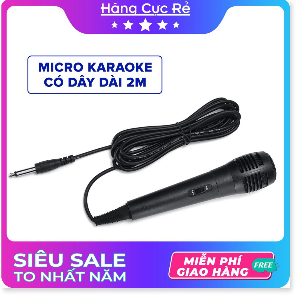 Micro có dây jack 6.5 🔴Freeship🔴 Micro karaoke dây dài 2m thu âm chống hú cực hay giá rẻ - Shop Hàng Cực Rẻ