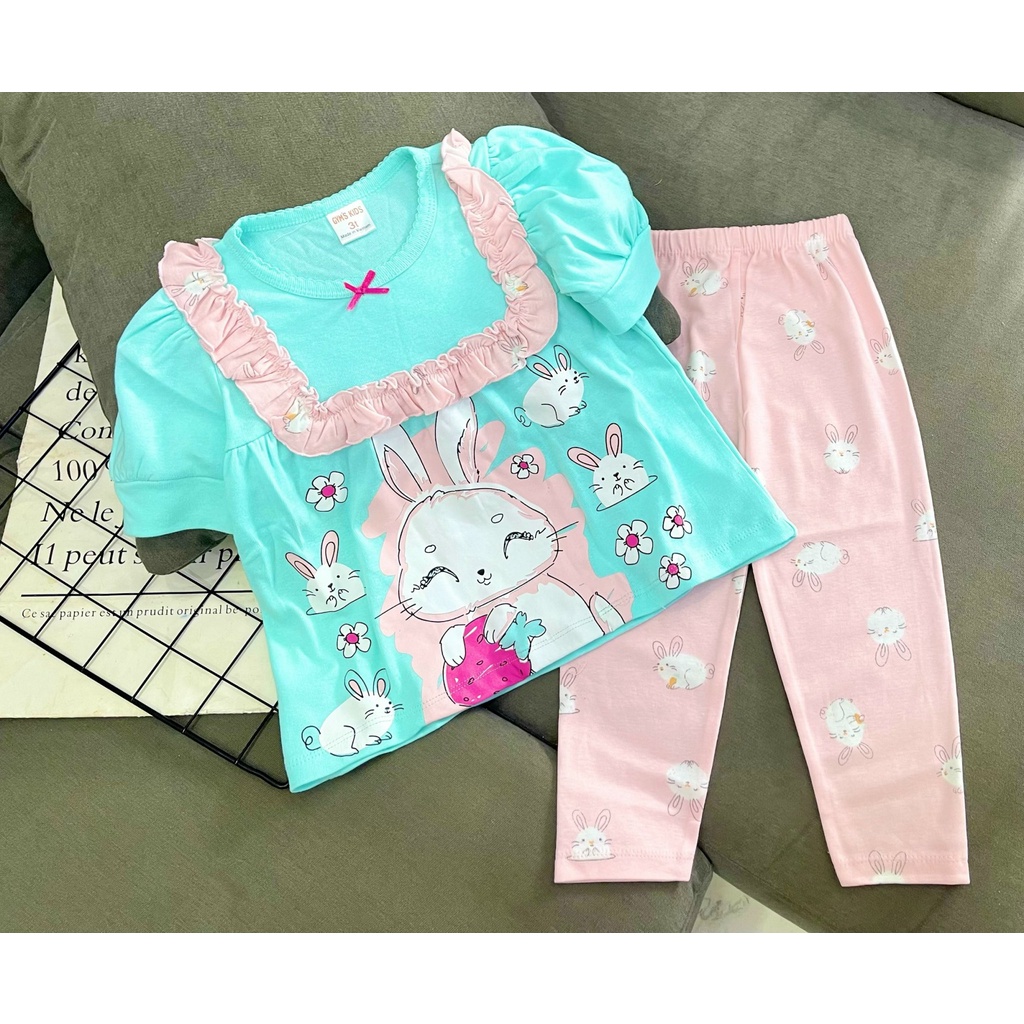 Đồ Bộ Bé Gái 12-24 Kg Set Bộ Babydoll Tay Ngắn Quần Dài Cho Bé Gái Thun Cotton Borip In Hoạt Hình Đẹp Homie Kids