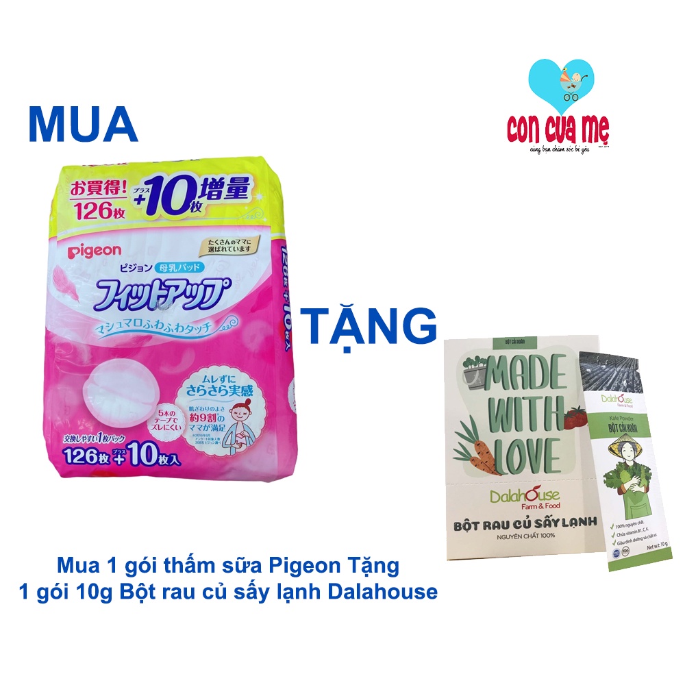 [Date 06/2024] Miếng lót thấm sữa Pigeon Nhật gói 126 miếng + KM 10 miếng