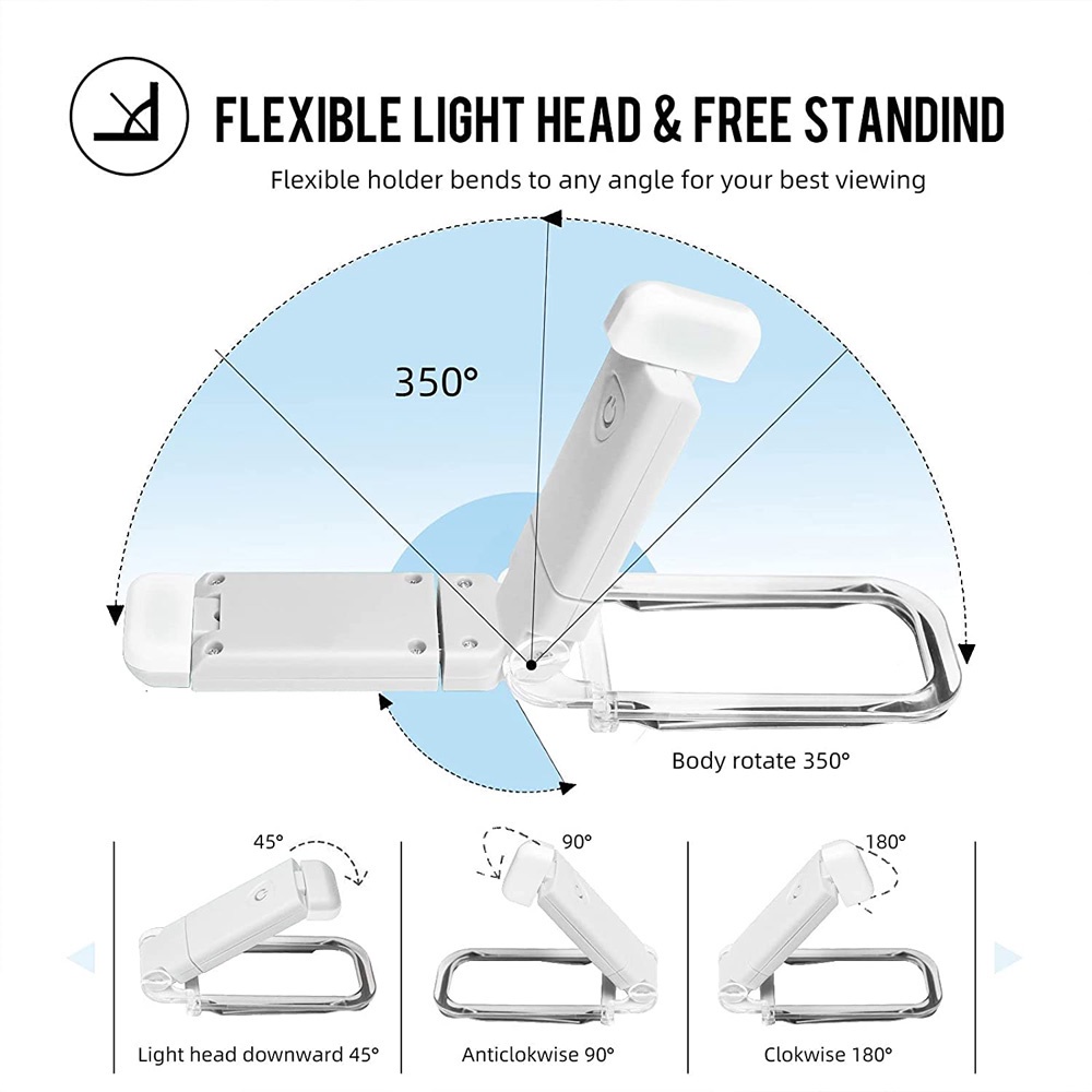 Đèn LED Đọc Sách Bảo Vệ Mắt Dạng Kẹp Tùy Chỉnh Tiện Dụng