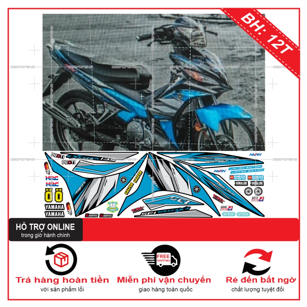 TEM RỜI EX 2011 CHẾ XANH ĐEN -- SHIN DECAL 2