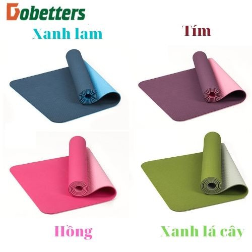 Thảm tập yoga gym thể dục cao su TPE  2 lớp 6mm chống trượt cao cấp tại nhà Dobetters