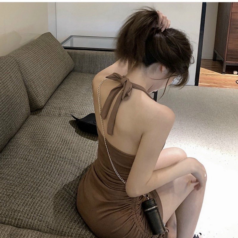 Váy ôm Body Bozip dây yếm buộc , dây rút hông sexy