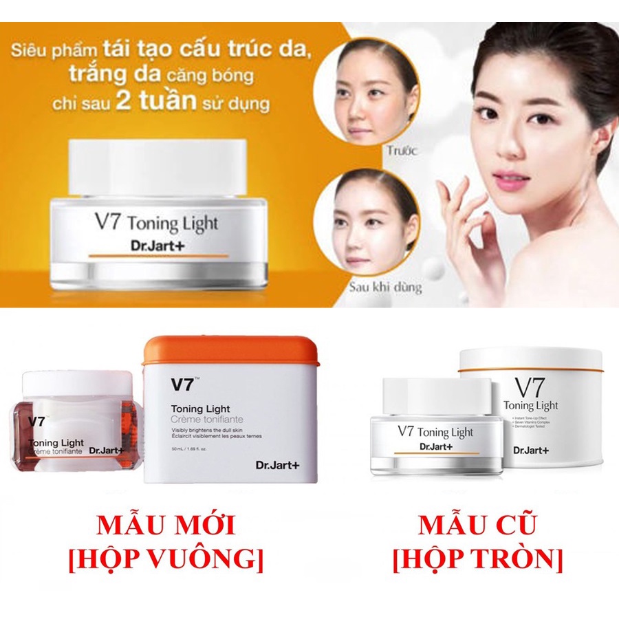 [Mua 3 tặng 1] Kem Dưỡng Trắng Da V7 Toning Light Dr.Jart+ Hàn Quốc 50ml - Kazila