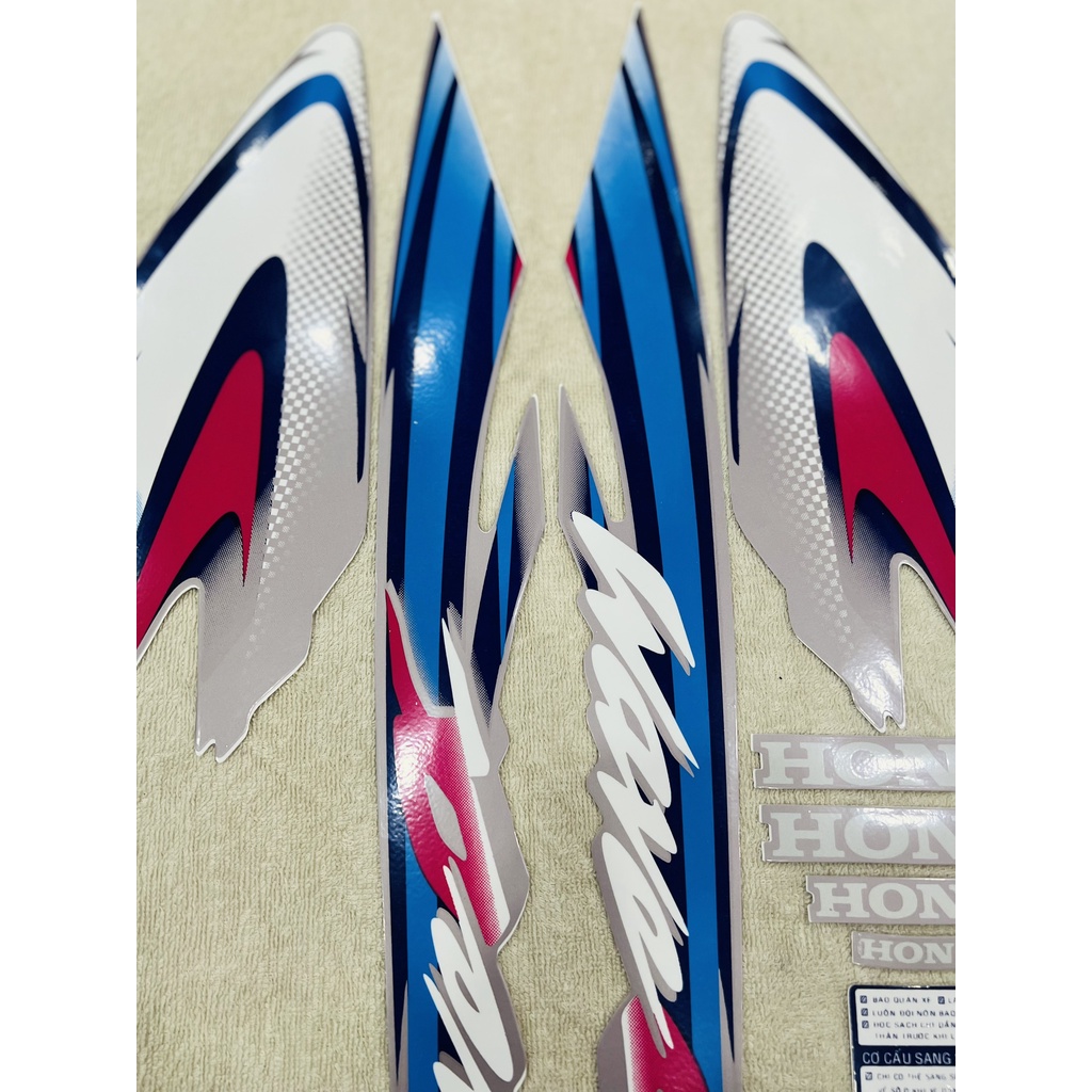 Bộ tem decal dán xe máy Honda Wave a lốc bạc zin thái siêu đẹp