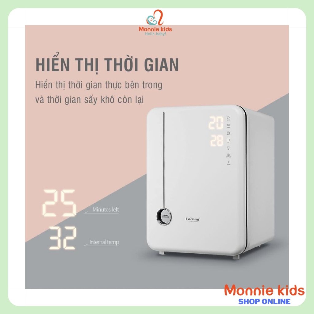 Máy tiệt trùng sấy khô bình sữa Haenim Premium, máy tiệt trùng uv thế hệ 4G - Monnie Kids