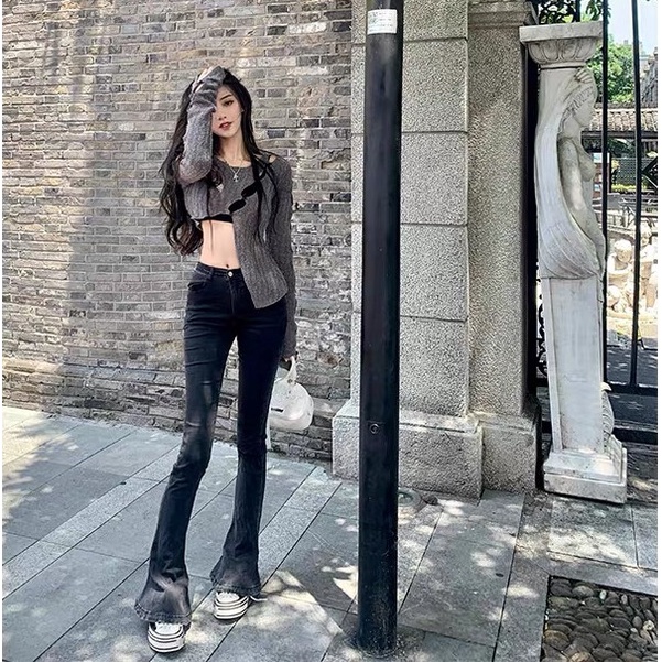 Áo Sweater Dệt Kim Dáng Ngắn Thời Trang Mùa Thu Quyến Rũ Cho Nữ