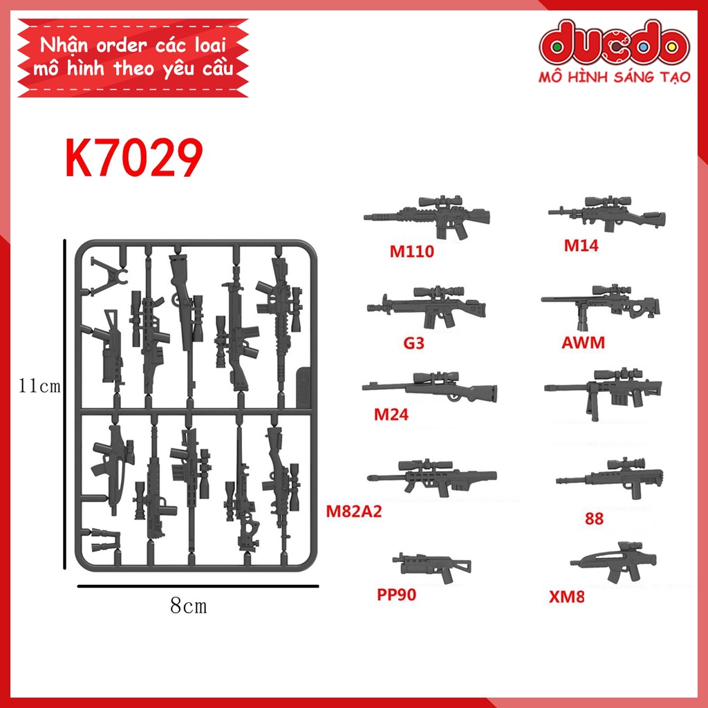 Vỉ Phụ kiện trang bị vũ khí siêu chất - Đồ chơi Lắp ghép Mini Minifigures Army lính Mô hình ww2 K7029 K7030 K7031 K7032