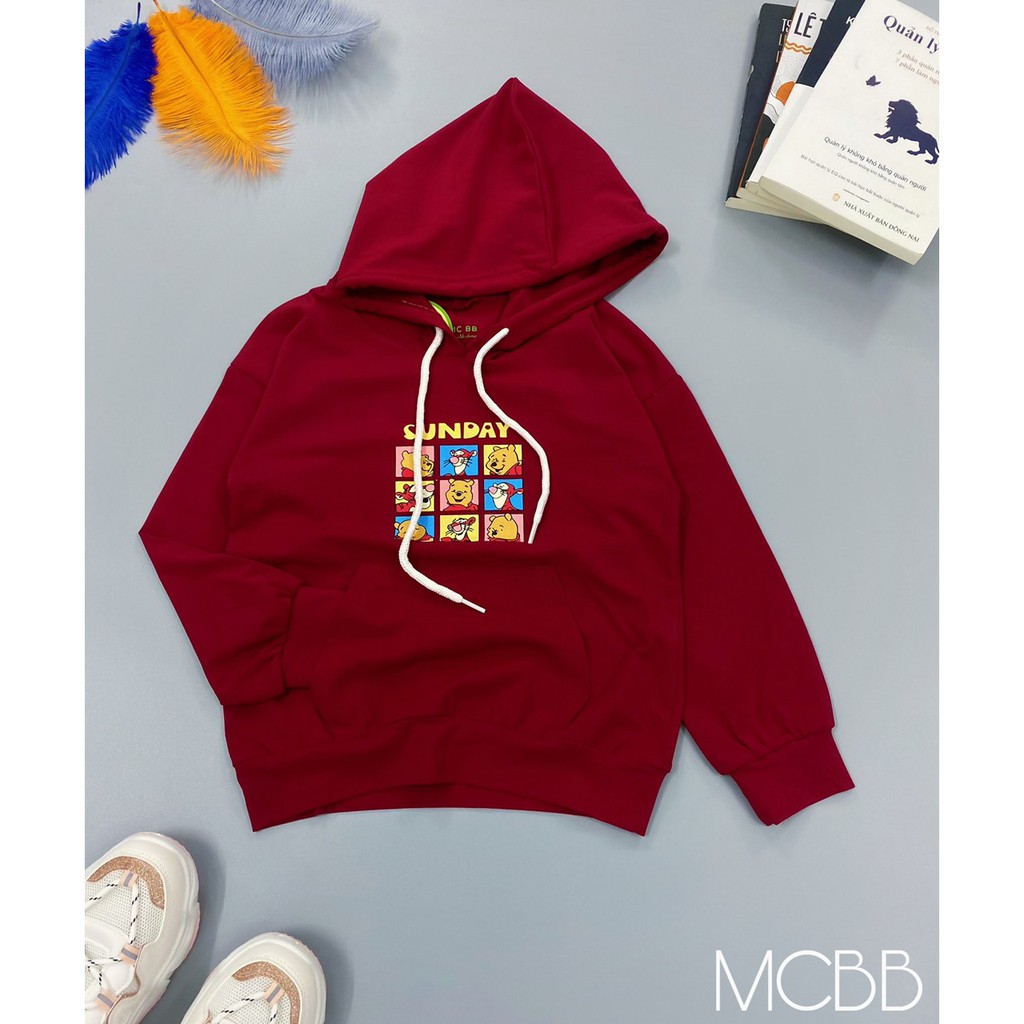 Mcbb 7-23Kg 100% vải cotton mỏng áo hoodie bé trai bé gái áo thun tay dài cho bé trai có nón áo bé trai trẻ em unisex bộ