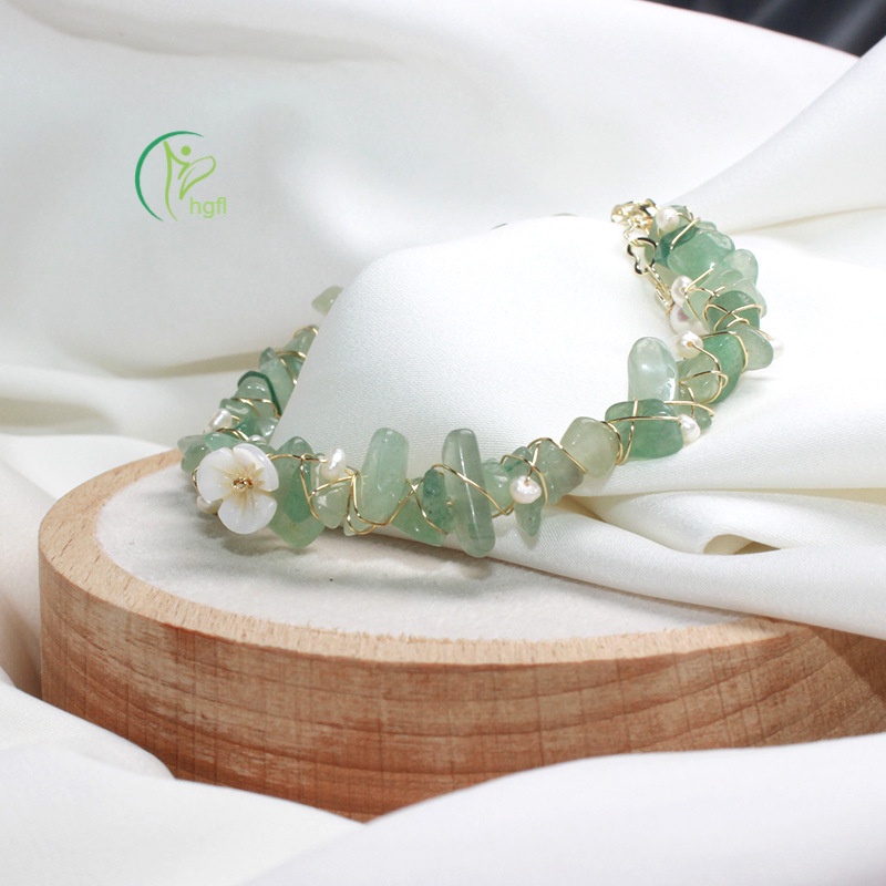Vòng tay ngọc bích pha lê nhân tạo màu xanh lá thiết kế thu hút thích hợp làm quà cho nữ