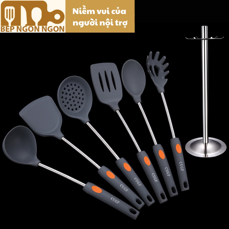 Bộ dụng cụ nấu bếp 6 món silicon chống dính muôi nấu súp_BEP NGON NGON