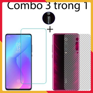 Combo cường lực dẻo Xiaomi Redmi K20, 2 decal carbon mặt sau và 4 miếng dán camera
