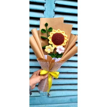 Bó hoa len hướng dương 1 bông handmade siêu xinh