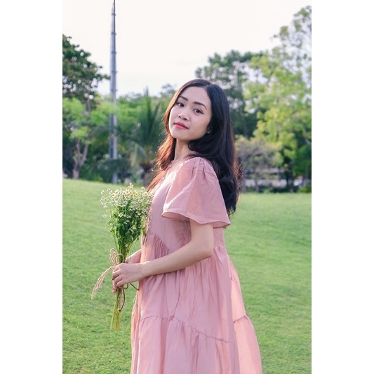 Đầm - Váy babydoll vải tơ mềm 2 lớp cộc tay xoè dài | BigBuy360 - bigbuy360.vn