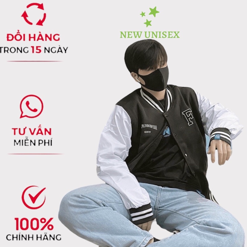 ÁO KHOÁC DÙ BOMBER NAM NỮ NÚT BẤM THÊU LOGO CHỮ F , PHONG CÁCH BÓNG CHÀY THỜI TRANG TP143 [NewUnisex]