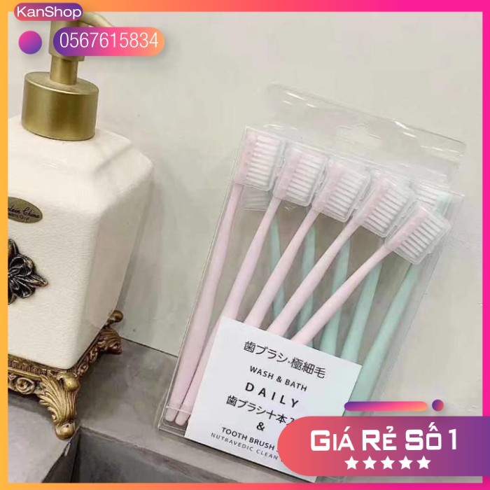 Bộ 10 Chiếc Bàn Chải Thương Hiệu Muji Xuất Nhật Siêu Mềm Mại, An Toàn Bảo Vệ Răng Miệng, Thân Thiện Môi Trường