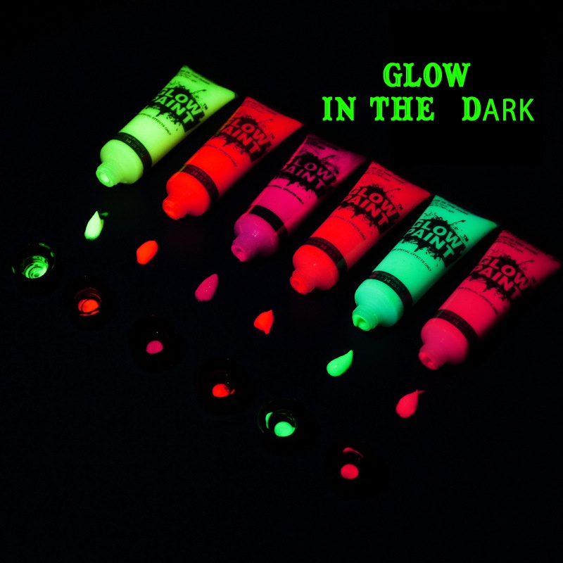 Tuýp Màu Vẽ Dạ Quang vẽ cơ thể/trang điểm mặt màu neon độc đáo có thể rửa sạch, màu vẽ Body painting hóa trang halloween