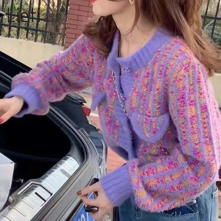 Áo Sweater Dệt Kim Dáng Ngắn Thời Trang Cho Nữ