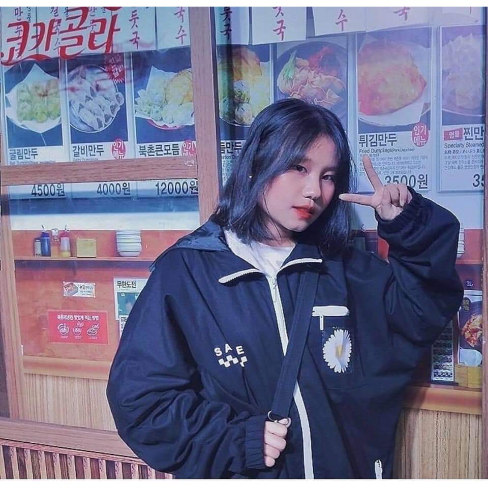 ÁO KHOÁC GIÓ 2 LỚP IN HOA CÚC SAVAGE UNISEX - ÁO KHOÁC DÙ HỒNG ĐEN