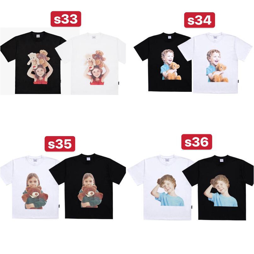 ADLV Áo Thun Ngắn Tay Dáng Rộng In Hình Gấu Teddy Đáng Yêu Thời Trang Cho Các Cặp Đôi