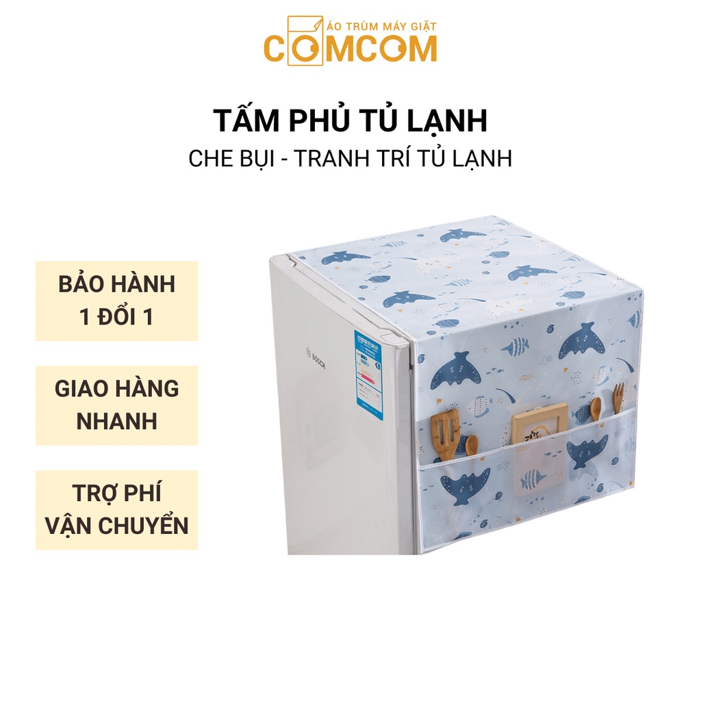 Tấm phủ tủ lạnh, máy giặt - Khăn che bụi, chống thấm nước - Thiết kế túi 2 bên đựng đồ tiện lợi