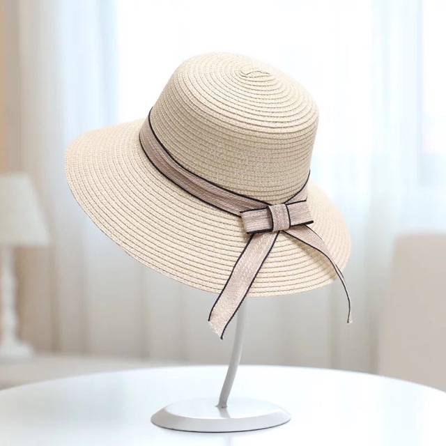 Mũ Cói pilu Đi Biển gắn ruy băng 2