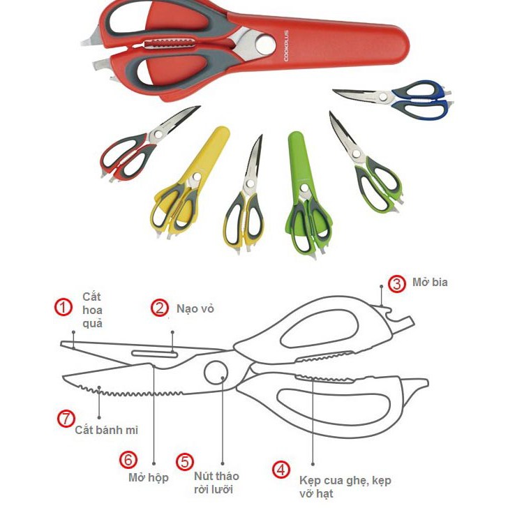 Bộ kéo cắt thực phẩm đa năng Lock&amp;Lock 22,8cm có bao đựng LOR131GG