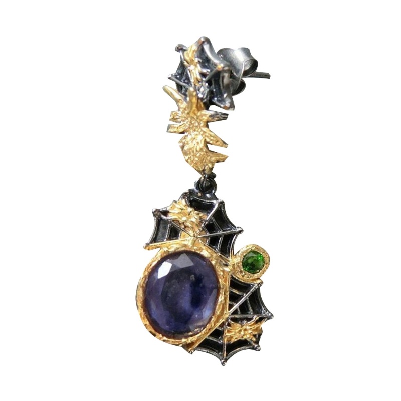 Bông Tai Dáng Dài Hình Nhện Đính Đá Phong Cách Halloween Thời Trang