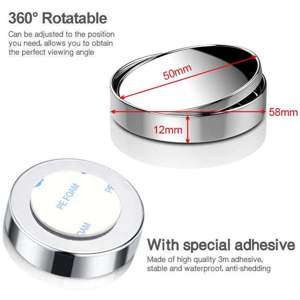 Gương Cầu Lồi Tròn HD Xoay 360 Độ Không Khung Gương Chiếu Hậu Góc Rộng Có Thể Điều Chỉnh Cho Xe Hơi