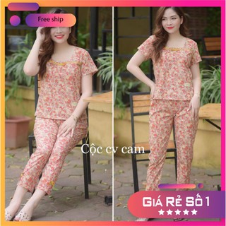 Đồ Bộ Nữ Mặc Nhà Đi Chơi Mã Cộc CV Cam Nơ - Hàng Cao Cấp