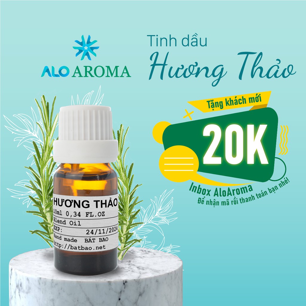 Tinh Dầu Hương Thảo Thiên Nhiên giảm bọng mắt, thư giãn, khử mùi Rosemary Essential Oil AloAroma